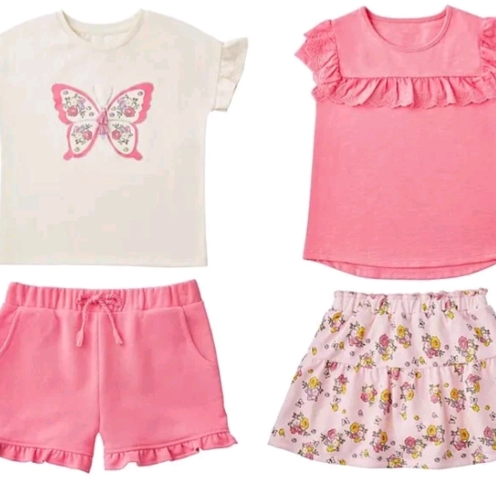 Pink Butterfly Floral Girls Outfit Set 3T